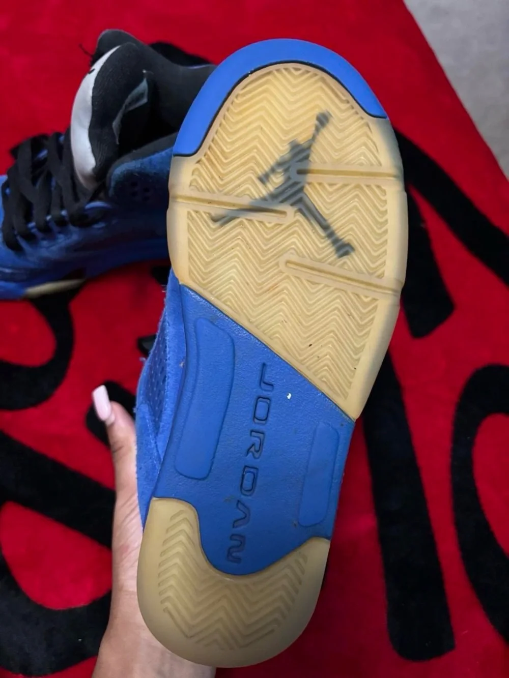 Jordan Kids Blue Suede Jumpman Sneakers with Black Accents
